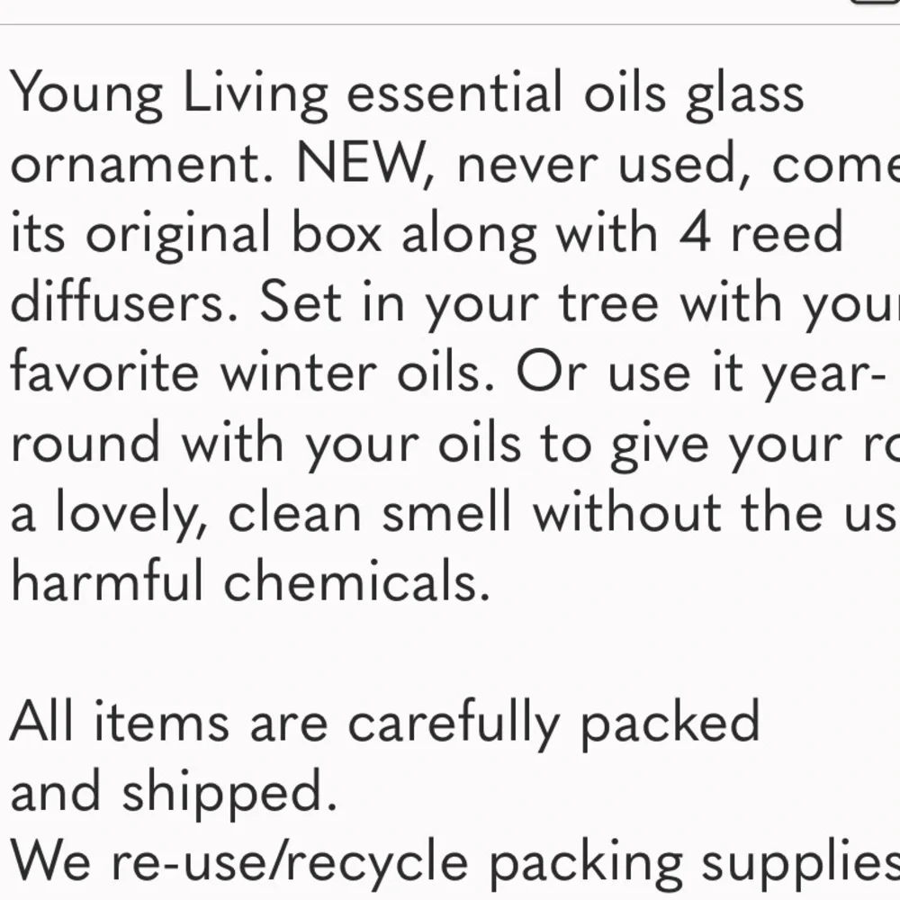 Young Living Essential Oils Glass Globe Christmas Tree Ornament w/ Reed Diffuser